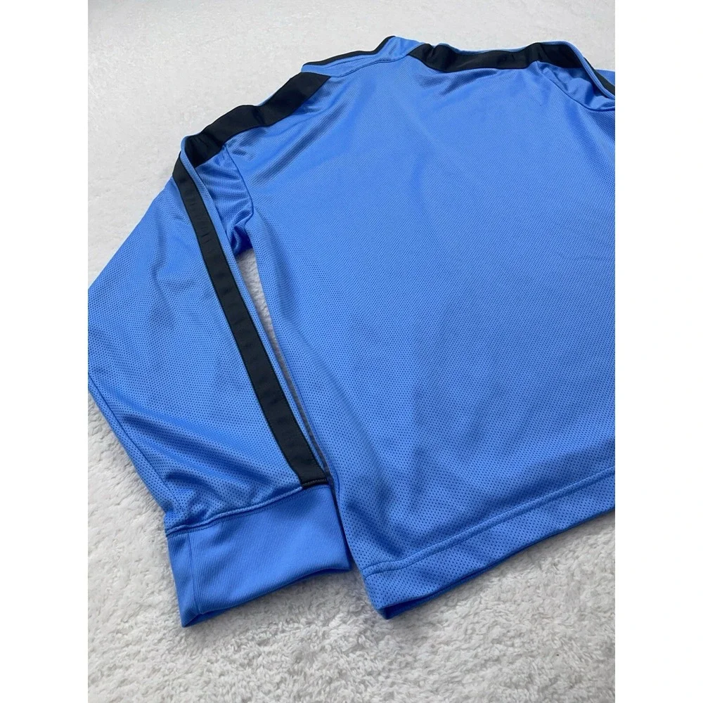 VTG Nike‎ Mens Blue Black Mesh Quarter Zip Pullover Track Jacket Long Sleeve L